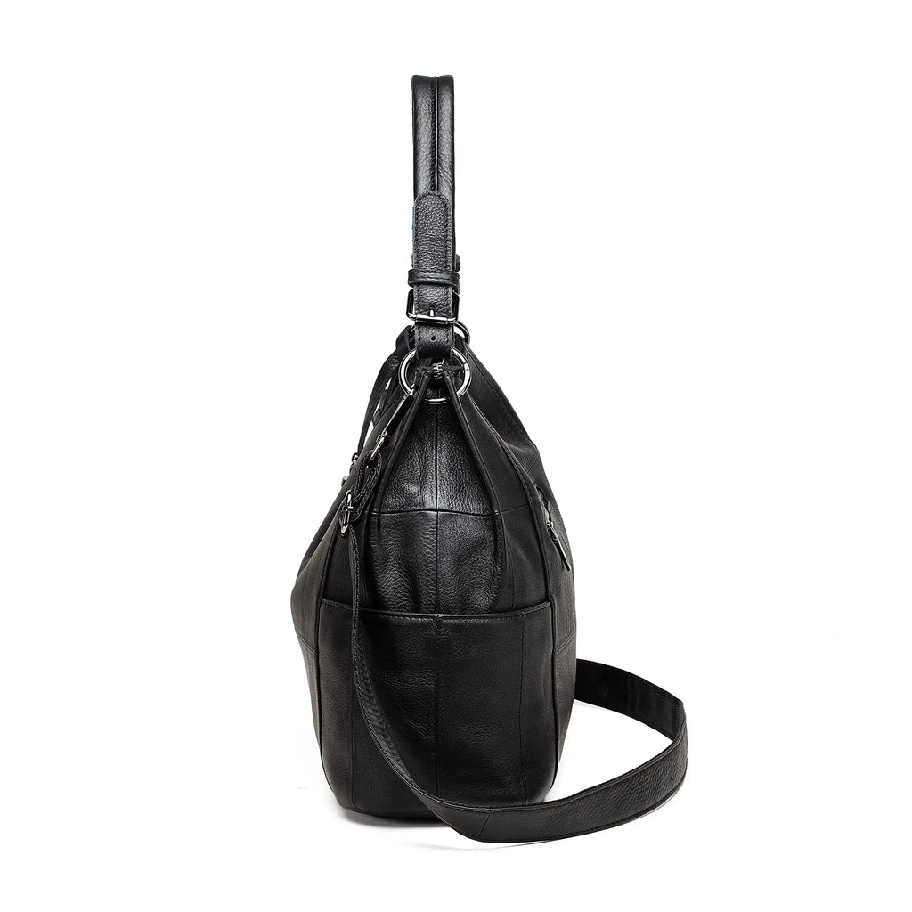 Side profile of the soft leather crossbody bag