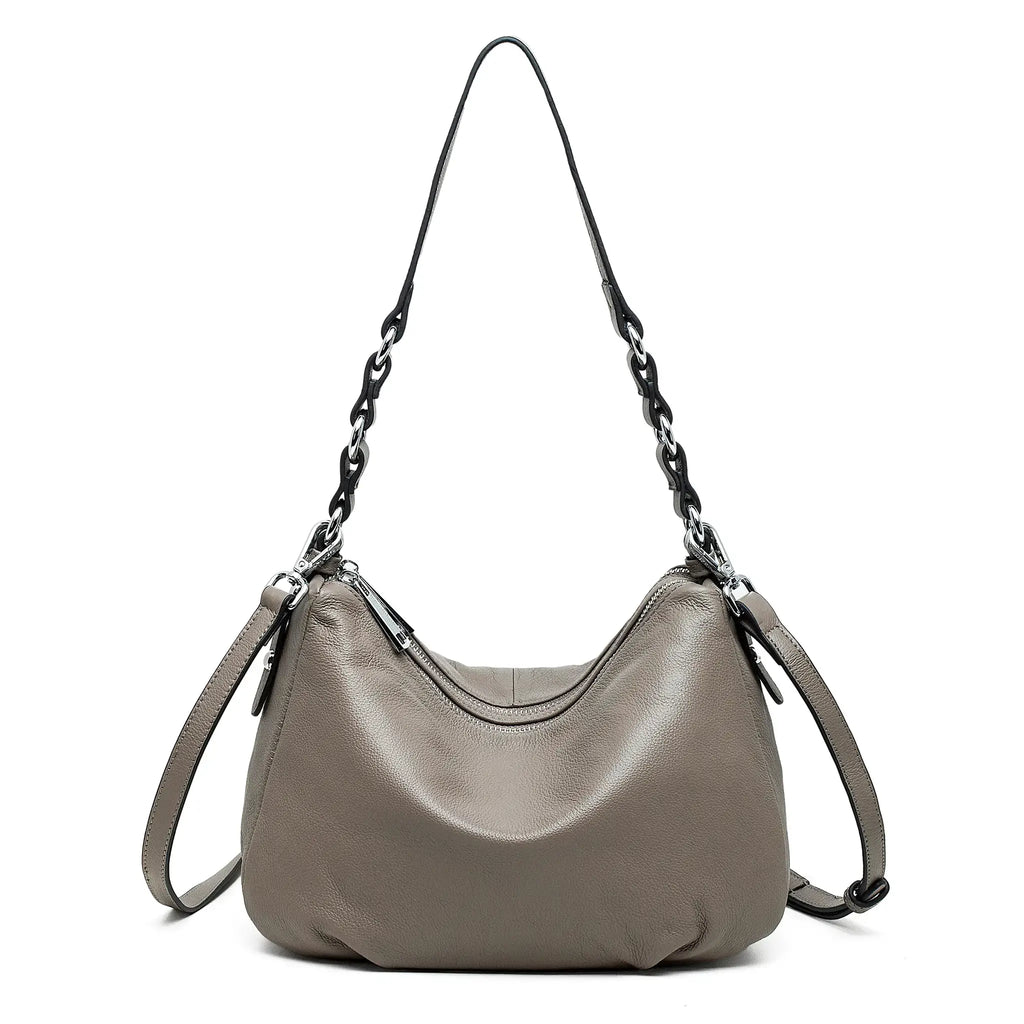 Soft leather shoulder crossbody bag front view
