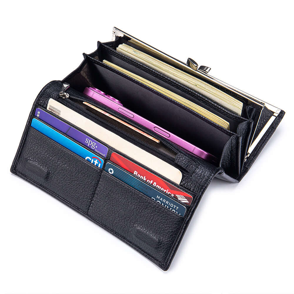 8 card slots inside leather wallet