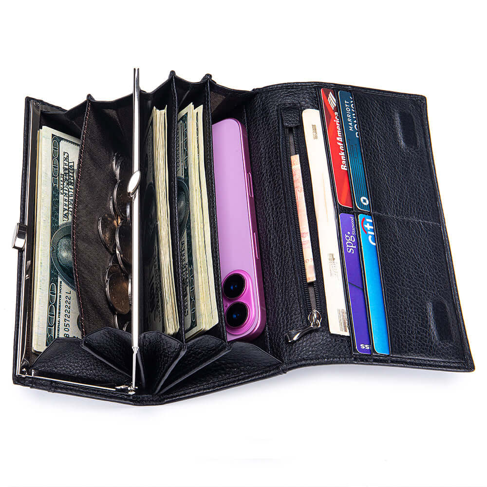 Zipper pocket in leather wallet