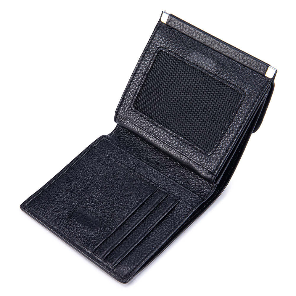 Soft pebbled leather wallet folded neatly