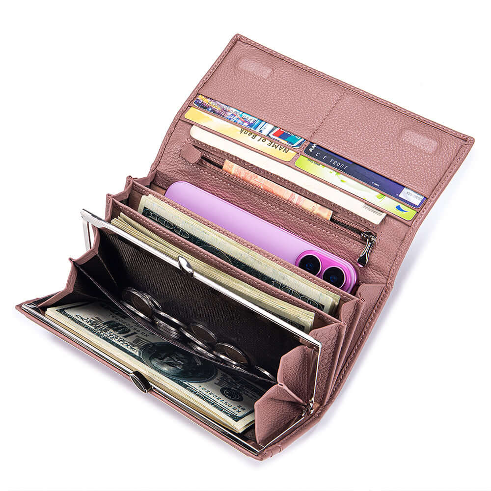 Interior layout of pink wallet