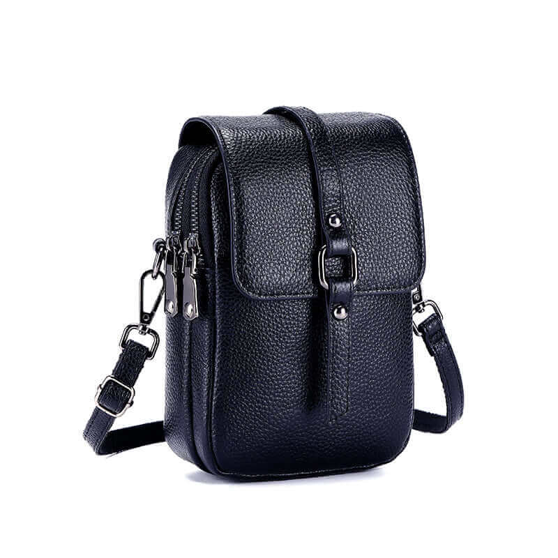 Stylish leather crossbody bag with adjustable strap.