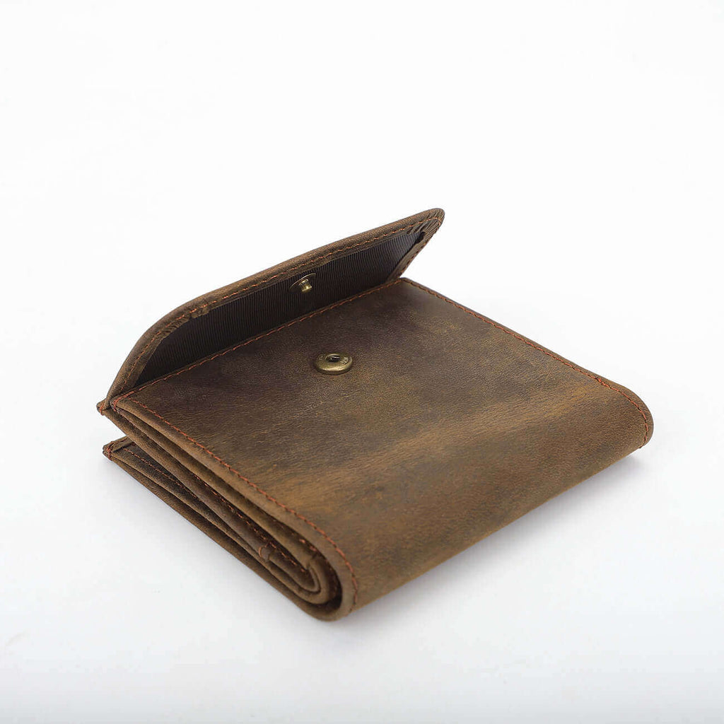 Stylish and secure Crazy Horse leather wallet for men.