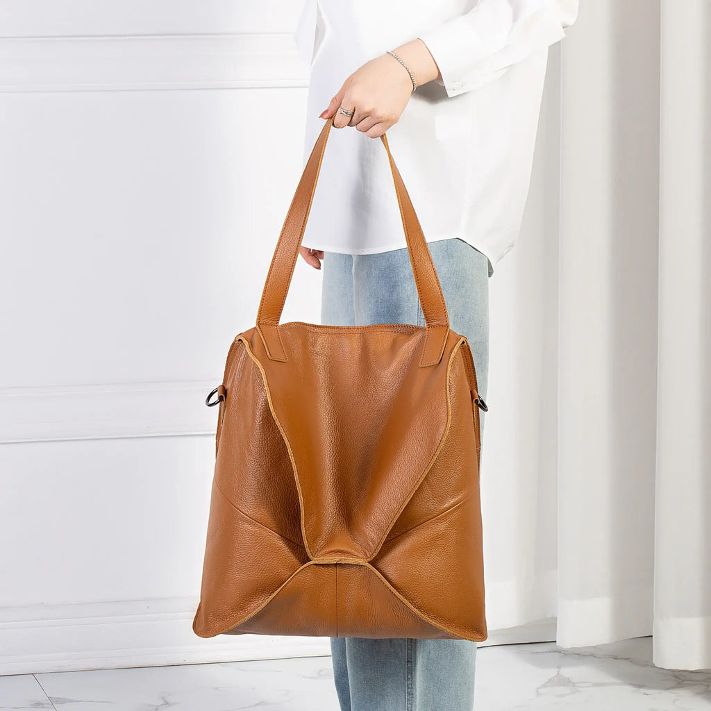 Model carrying tote bag front view