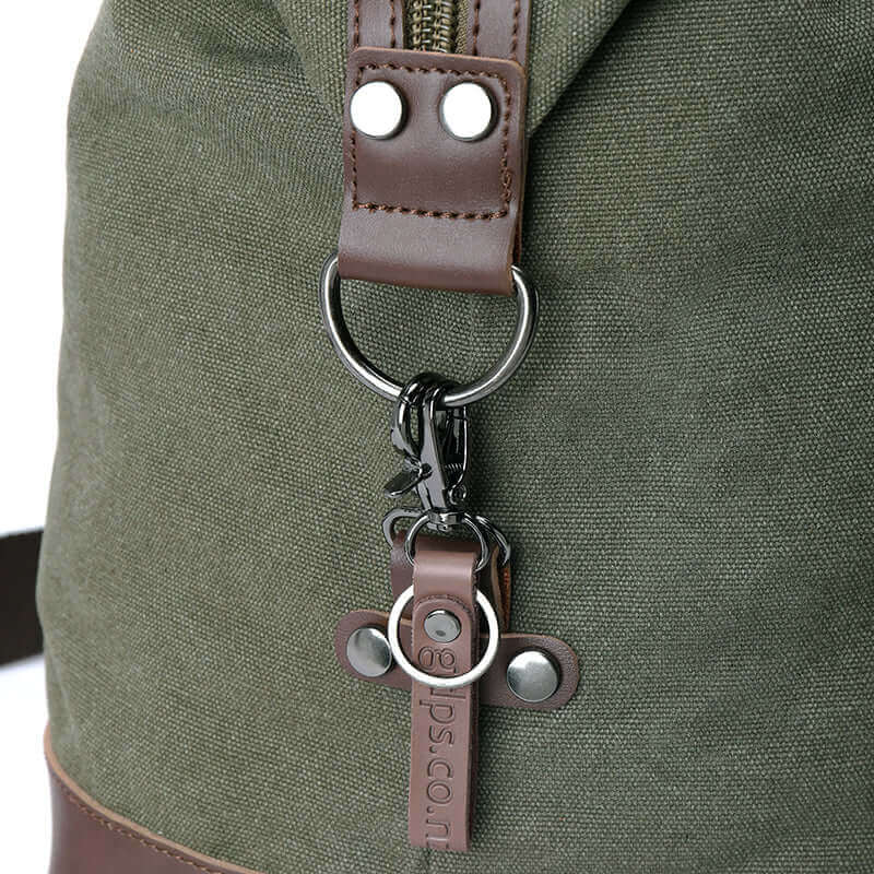 Details of the travel canvas bag.