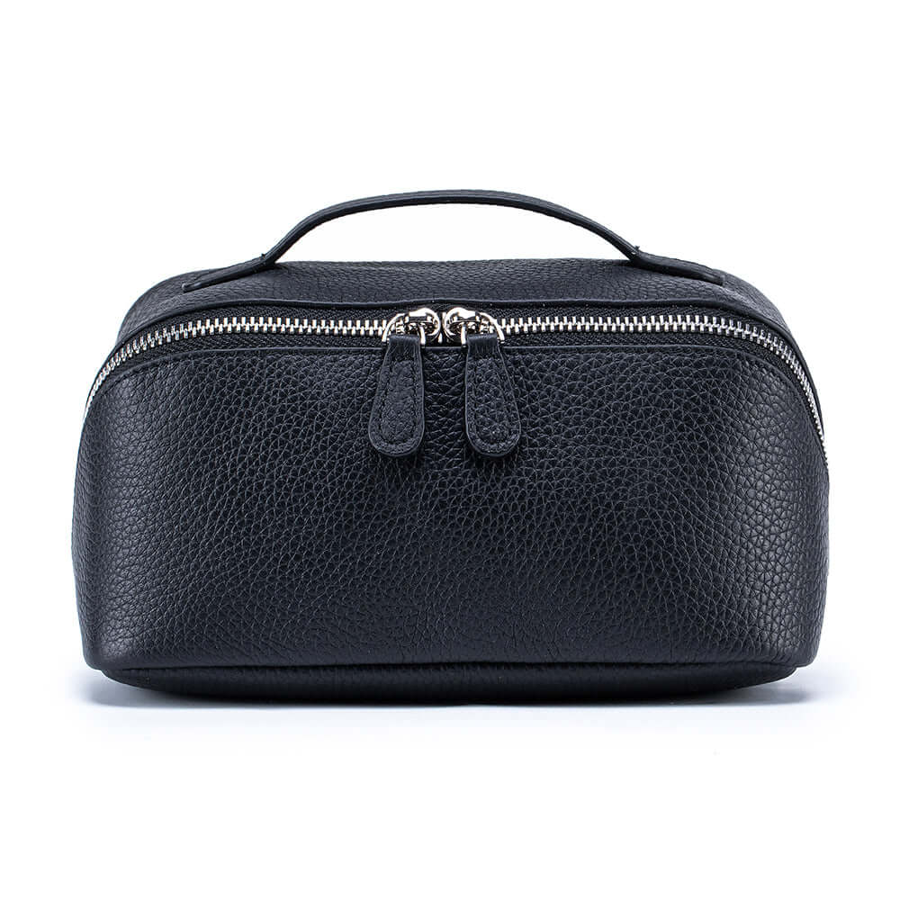 Front of travel makeup case leather design