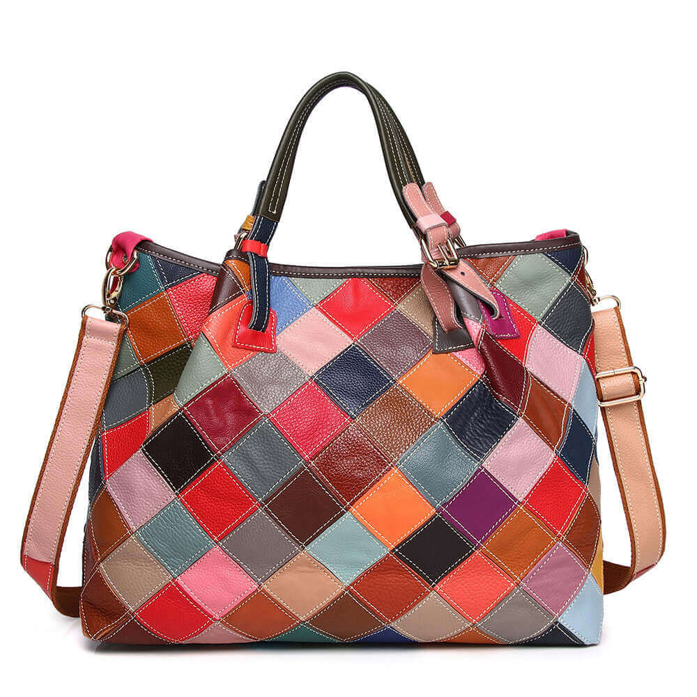 Stylish patchwork handbag for women, perfect for daily use.