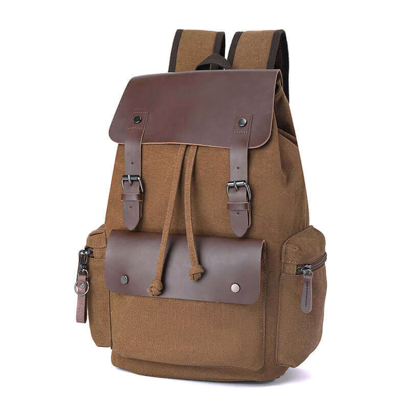 Unisex vintage canvas backpack ideal for both men and women, with a timeless and versatile design.