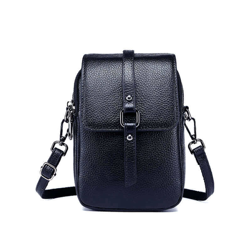 Versatile leather crossbody bag for various occasions.