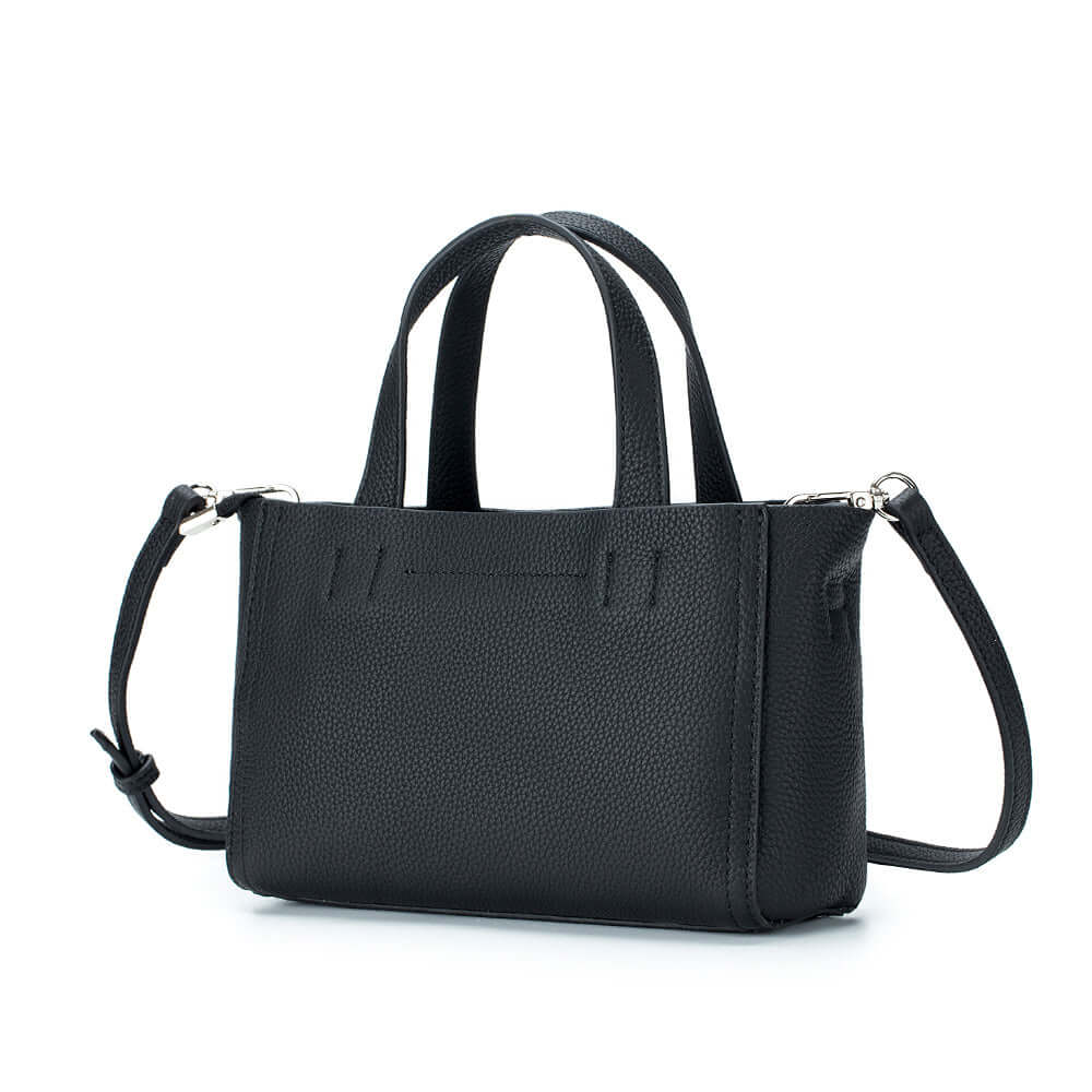 Everyday outfit pairing with black leather mini handbag – simple and stylish.