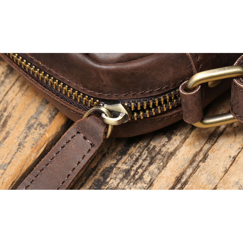 metal buckle close-up on vintage leather strap