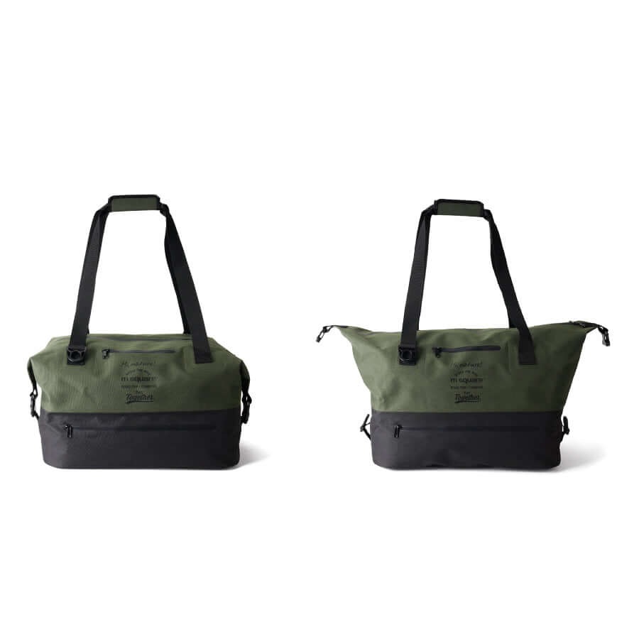 Expandable waterproof duffle bag showing its large capacity design.