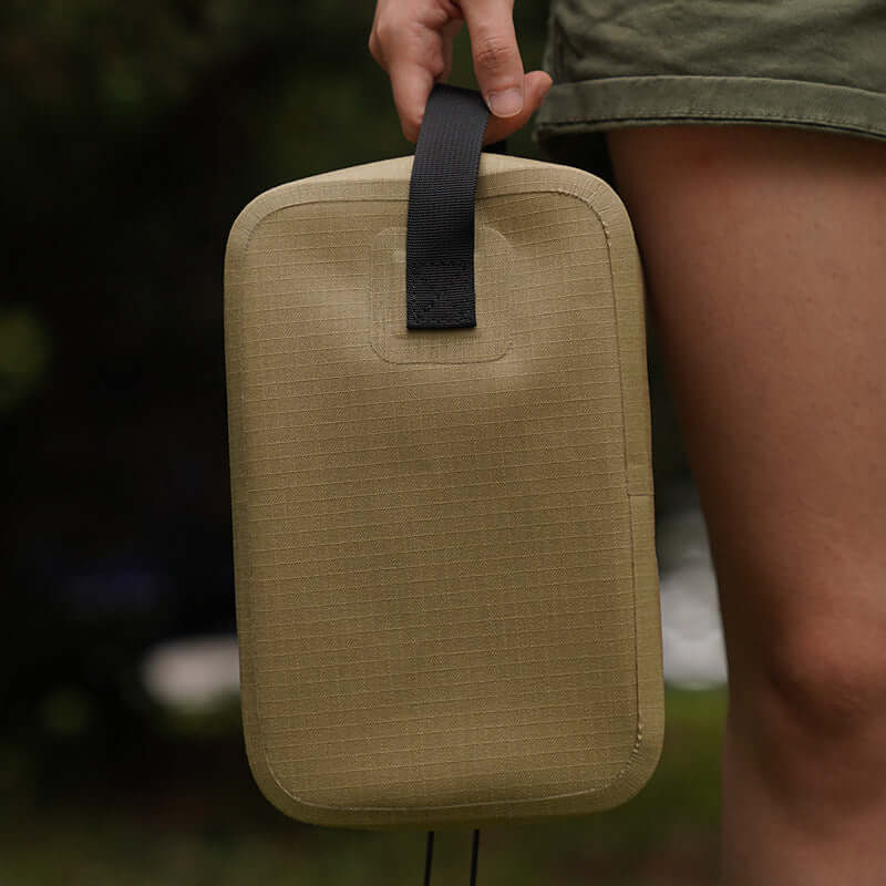 Back view of waterproof lightweight toiletry bag