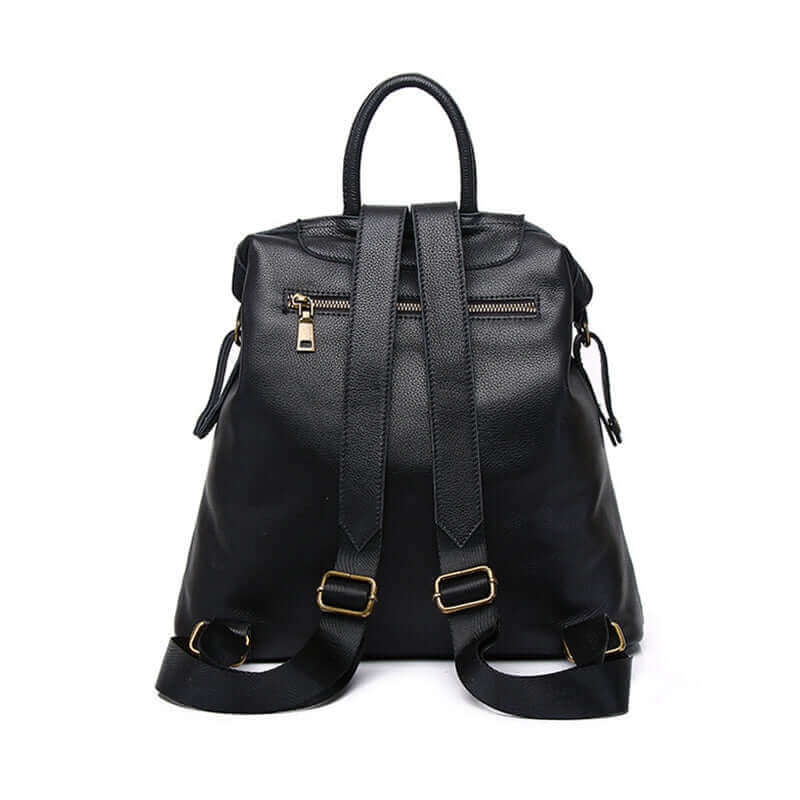 Back view of the women's leather backpack.