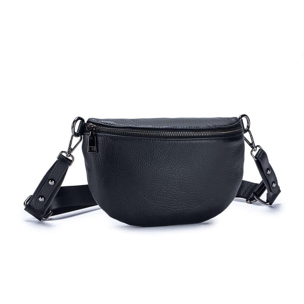 Compact crossbody bag in soft genuine leather for women.