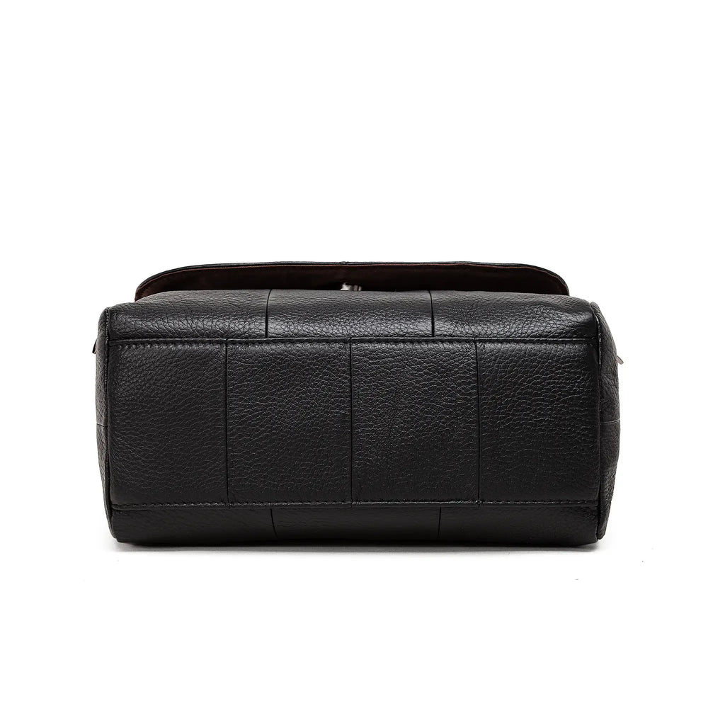 Black leather handbag bottom