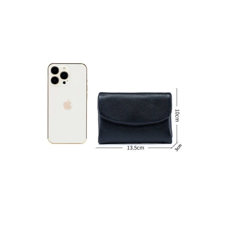 Women's genuine leather wallet size display.