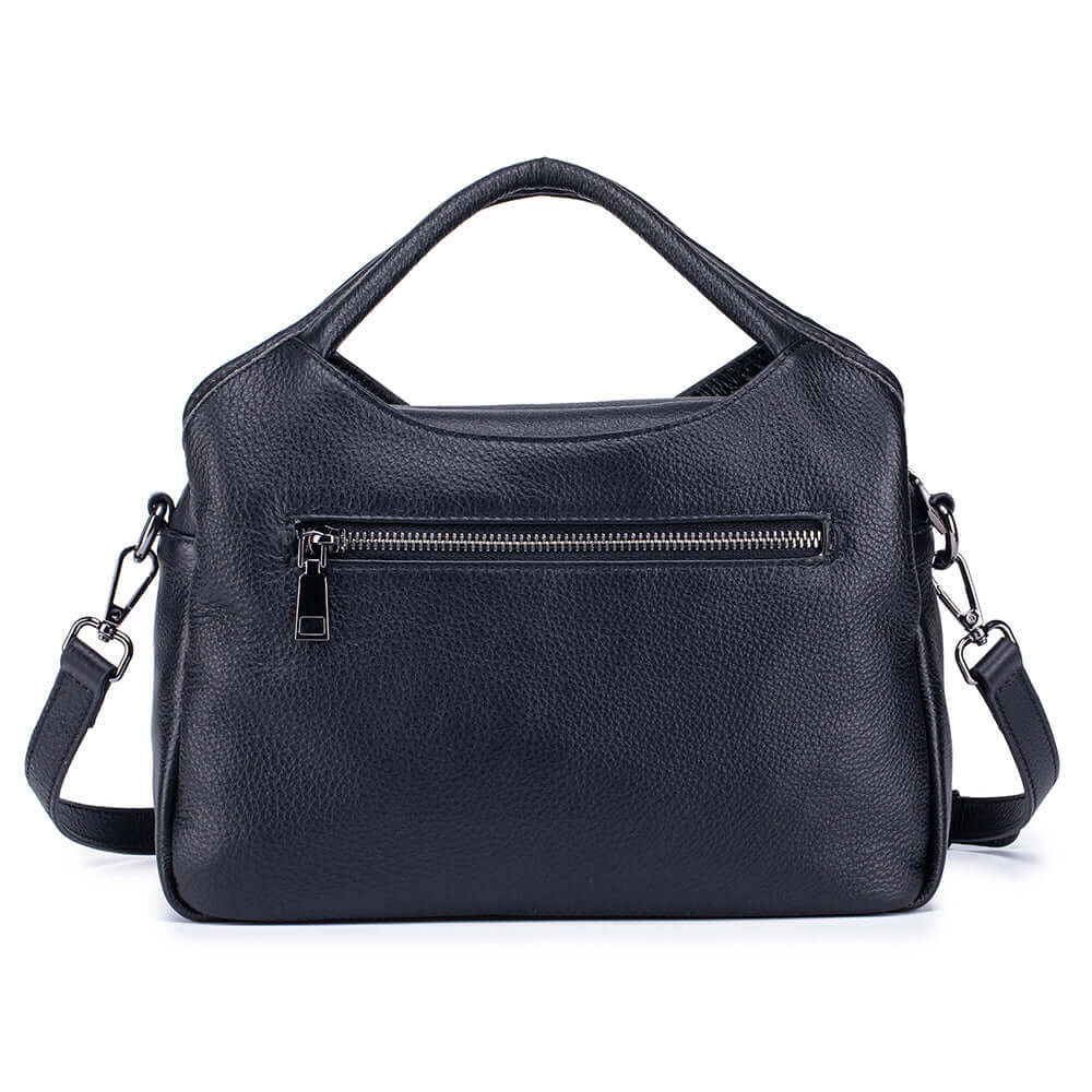 Black handbag with a shoulder strap