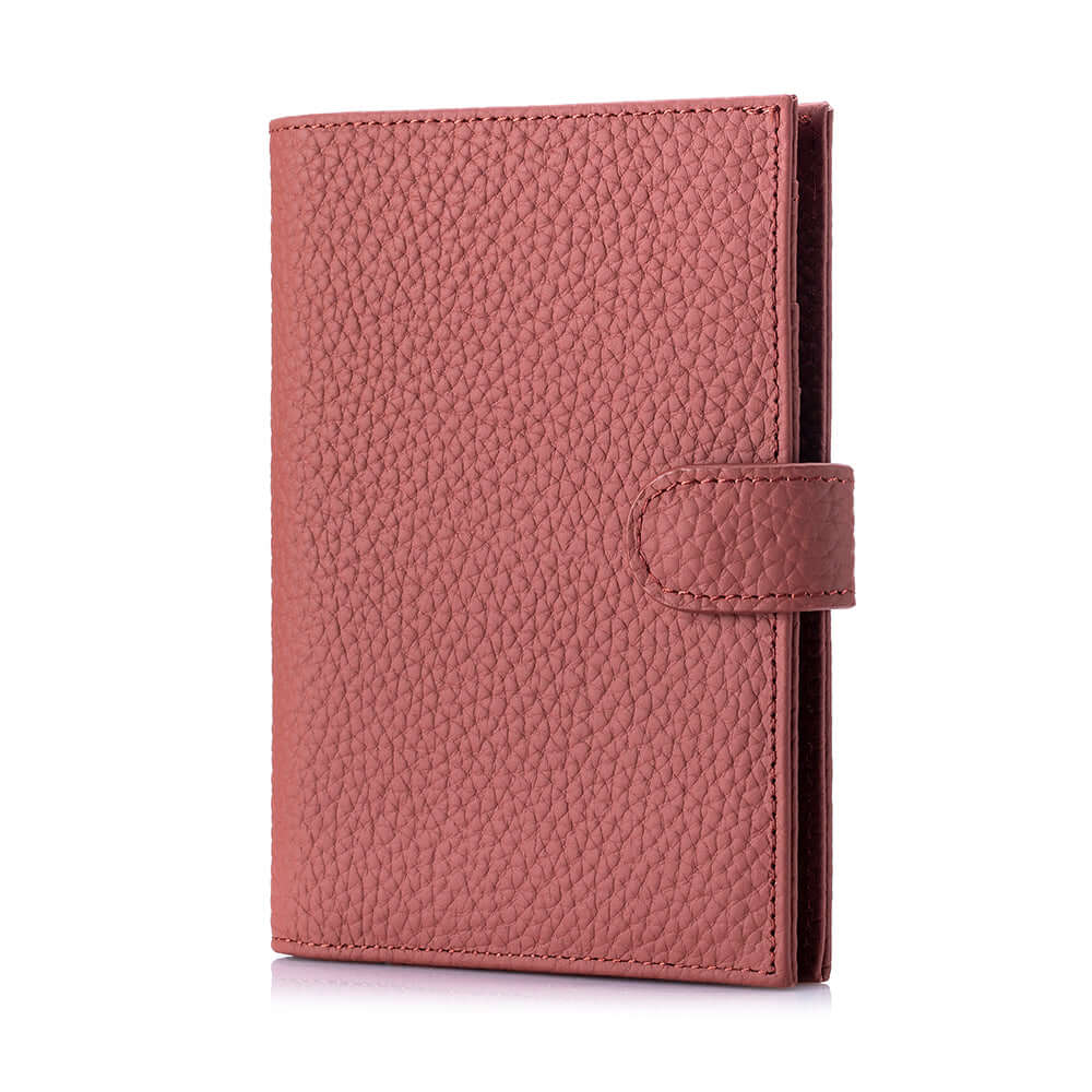 Women's red leather passport wallet.