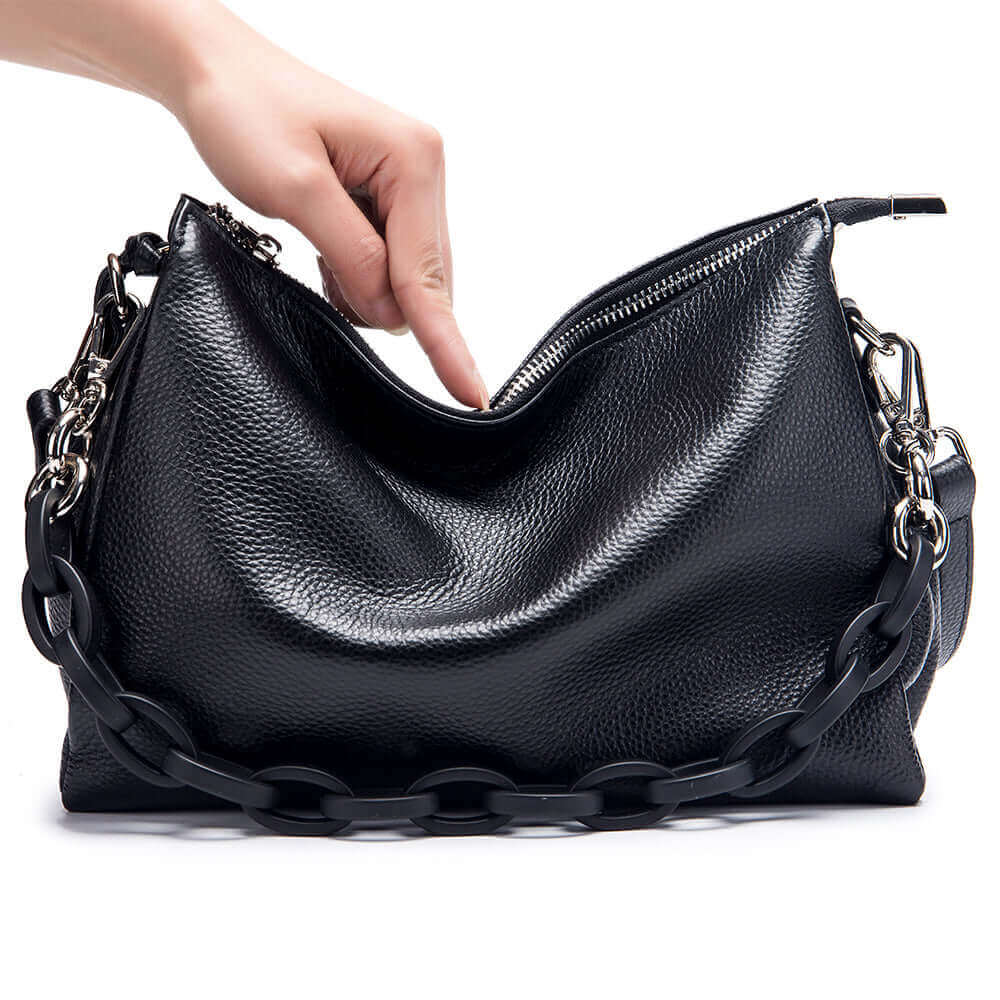 Women's soft genuine leather handbag.