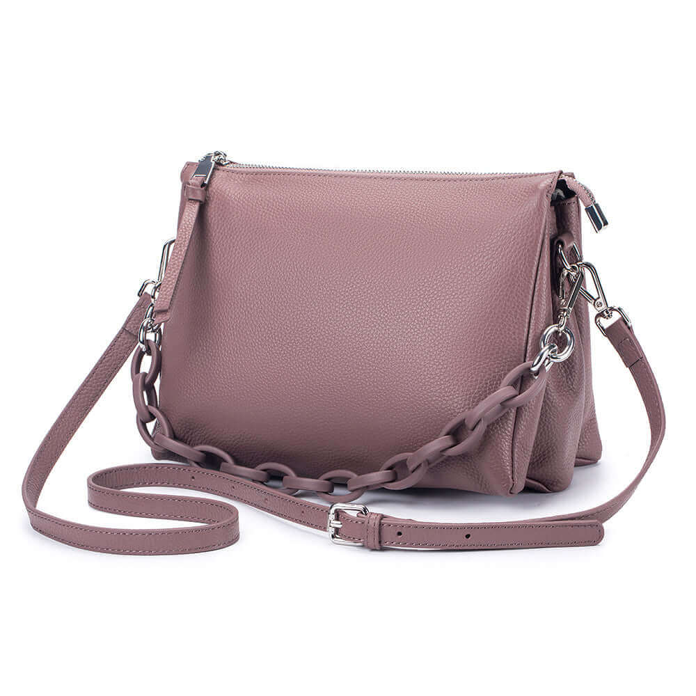 Front view of the Women's Leather Crossbody Bag in genuine leather.