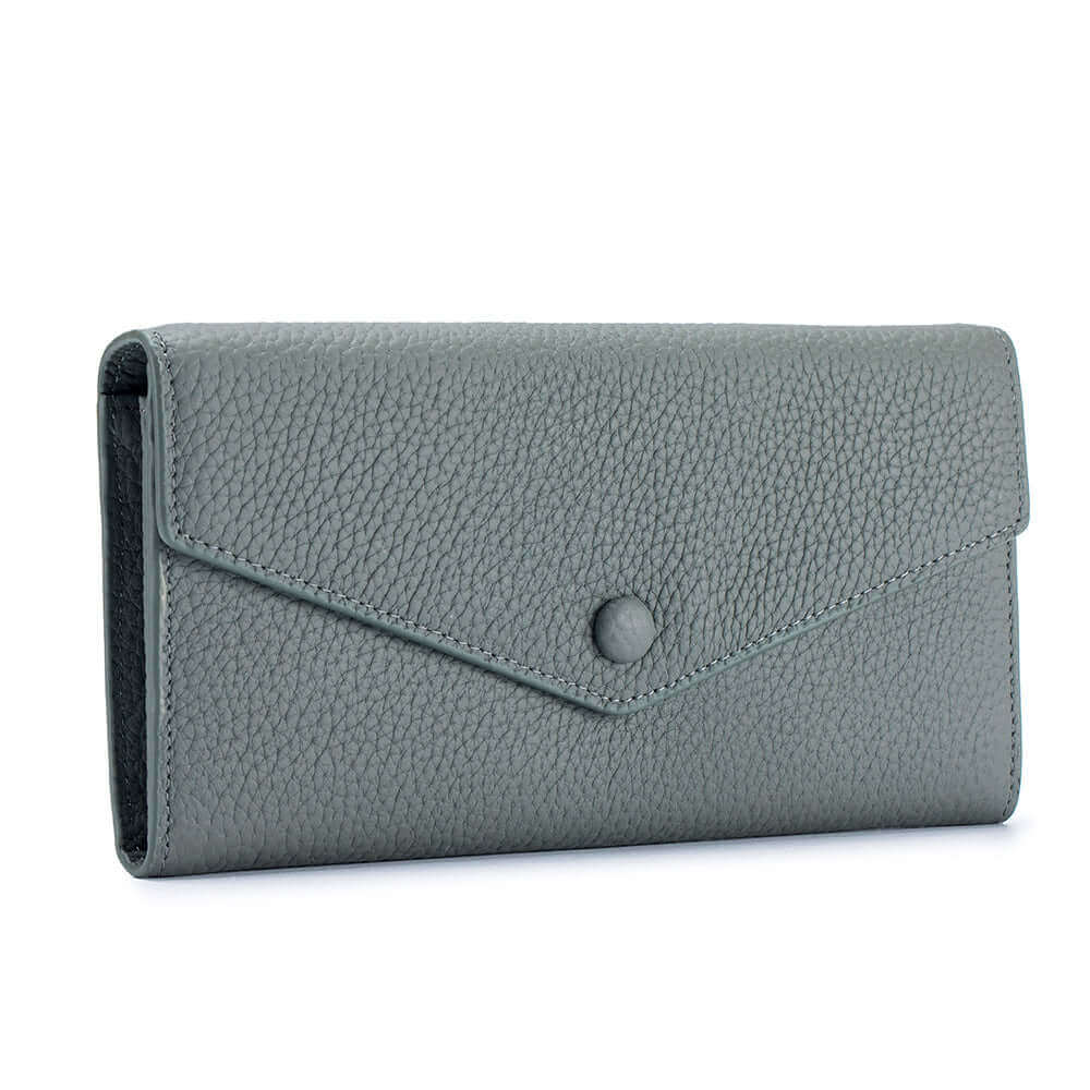 Women's Leather Bifold Envelope Wallet, focusing on the card slots and phone compartment.