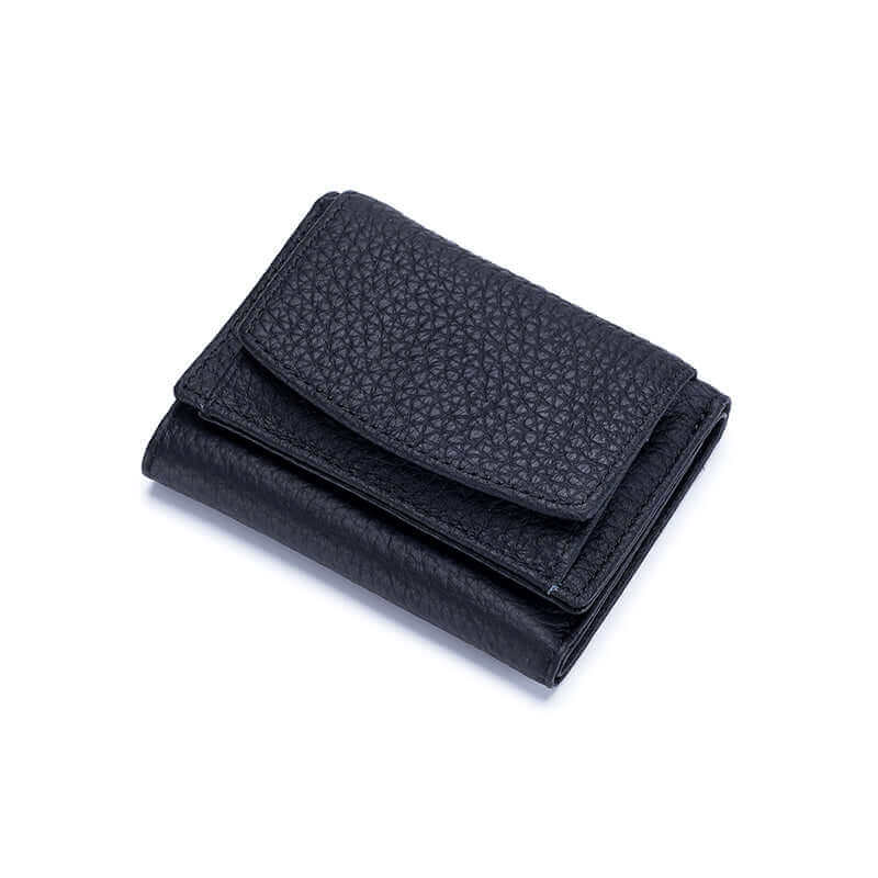 Women's mini wallet made from genuine leather with RFID protection, offering multiple slots and a sleek design.