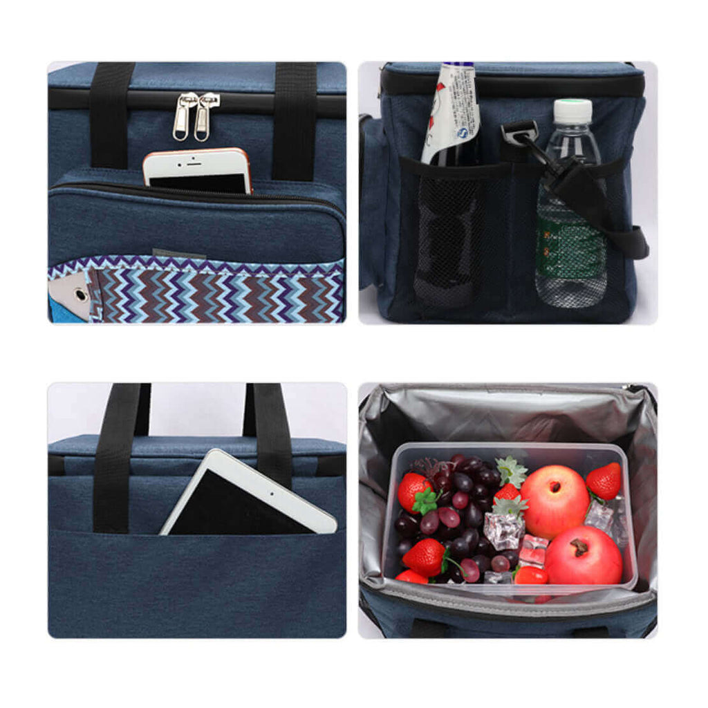 Insulated Lunch Picnic Cooler bag With Strap Hot Food Chilly Bag NZ