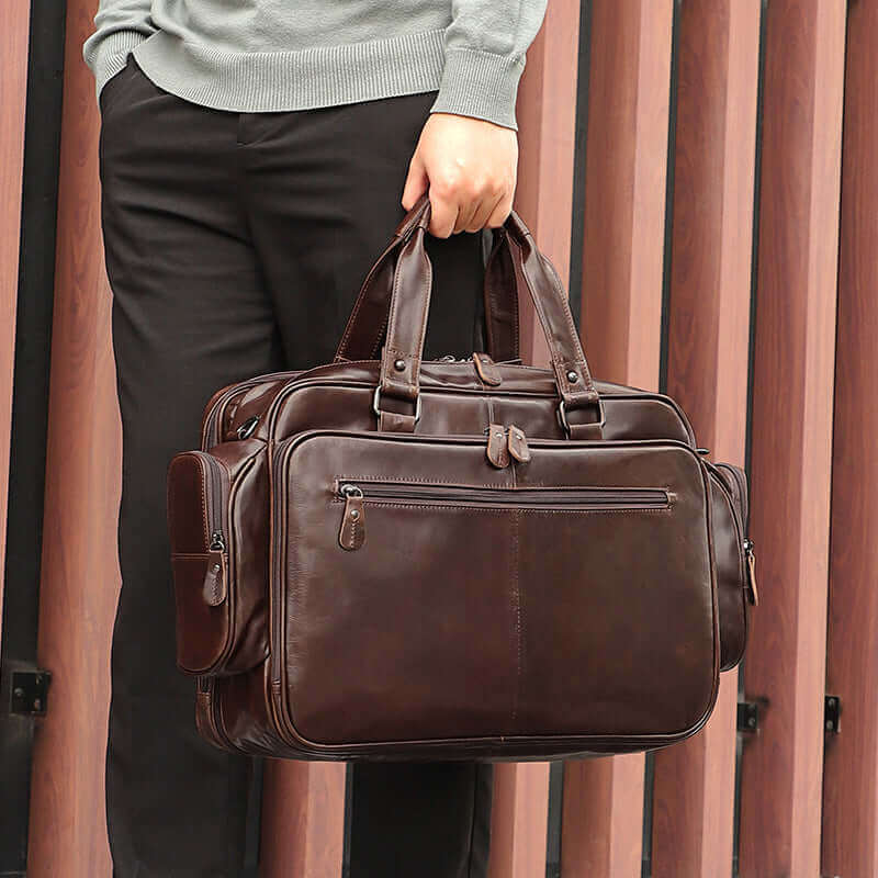 Men's Leather Laptop Briefcase: Handbag, Shoulder, or Crossbody