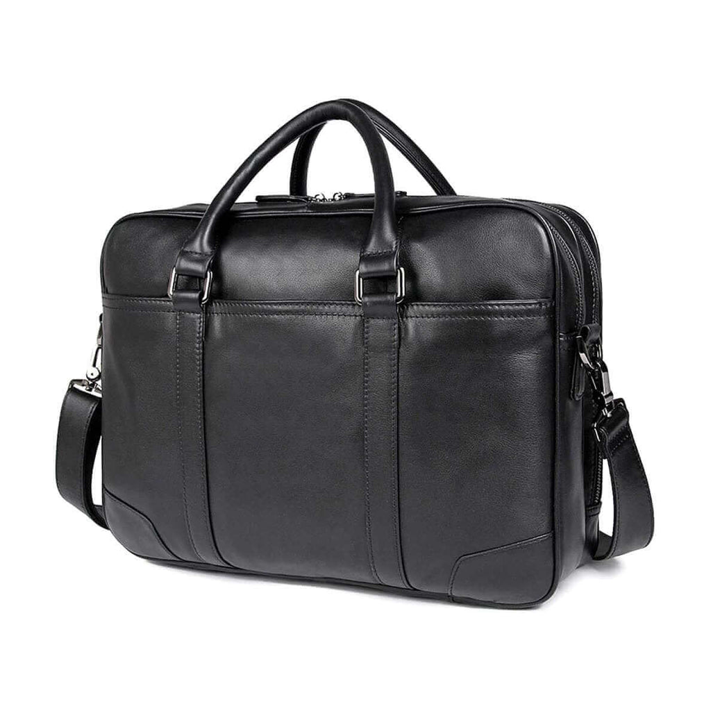 Men's Leather Double-Zip Briefcase | Laptop Handbag