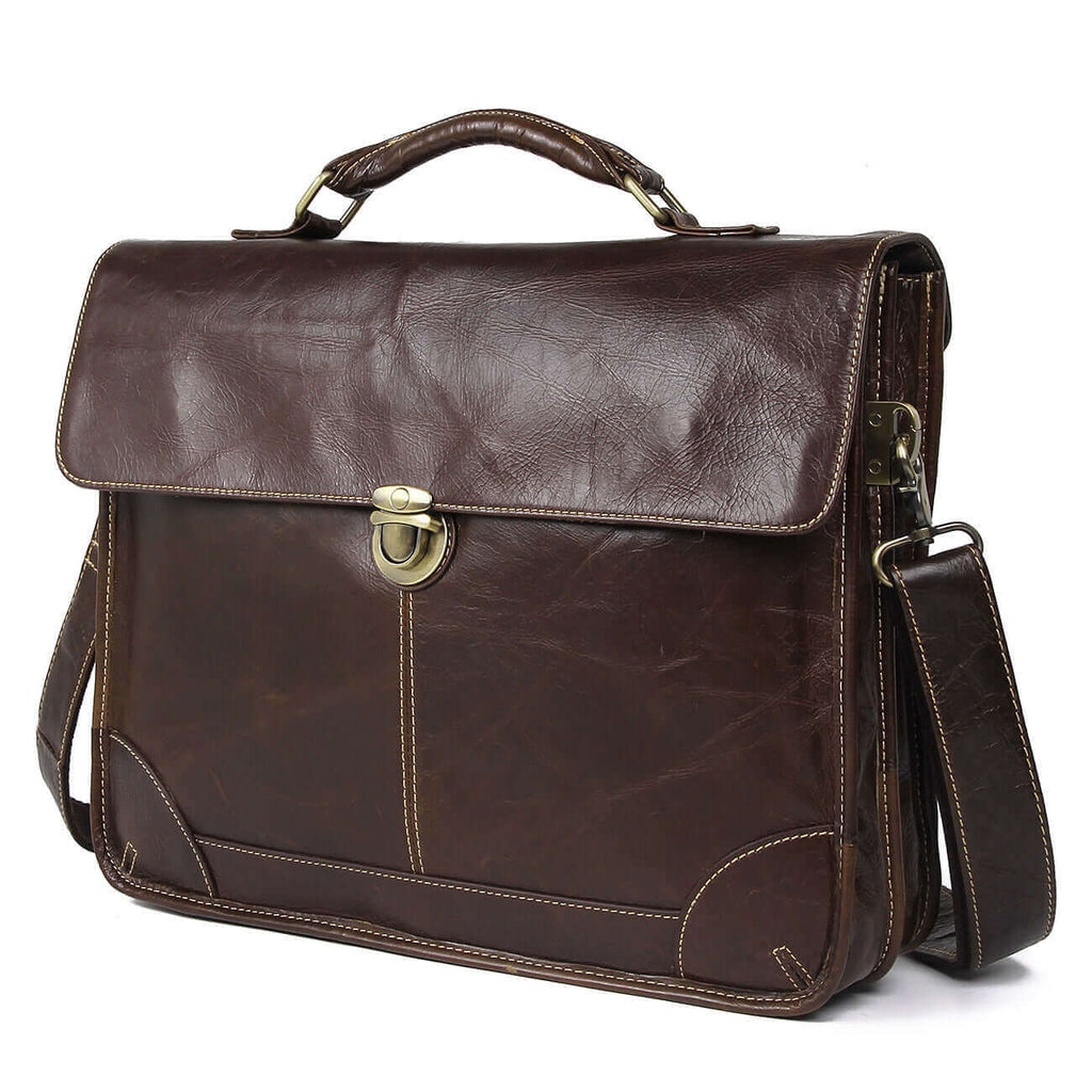 Classic Leather Laptop Bag designed to fit a 15.6-inch laptop.