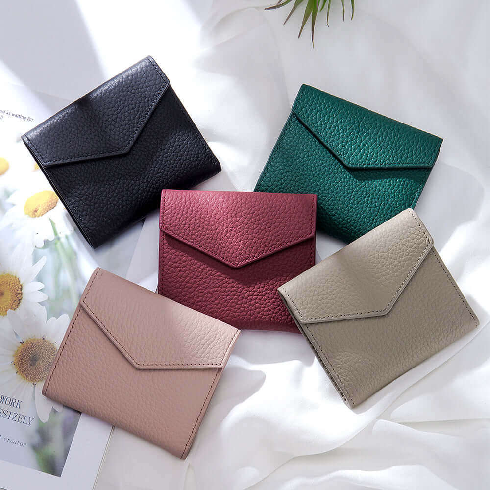 Compact Leather Envelope Wallet for Women