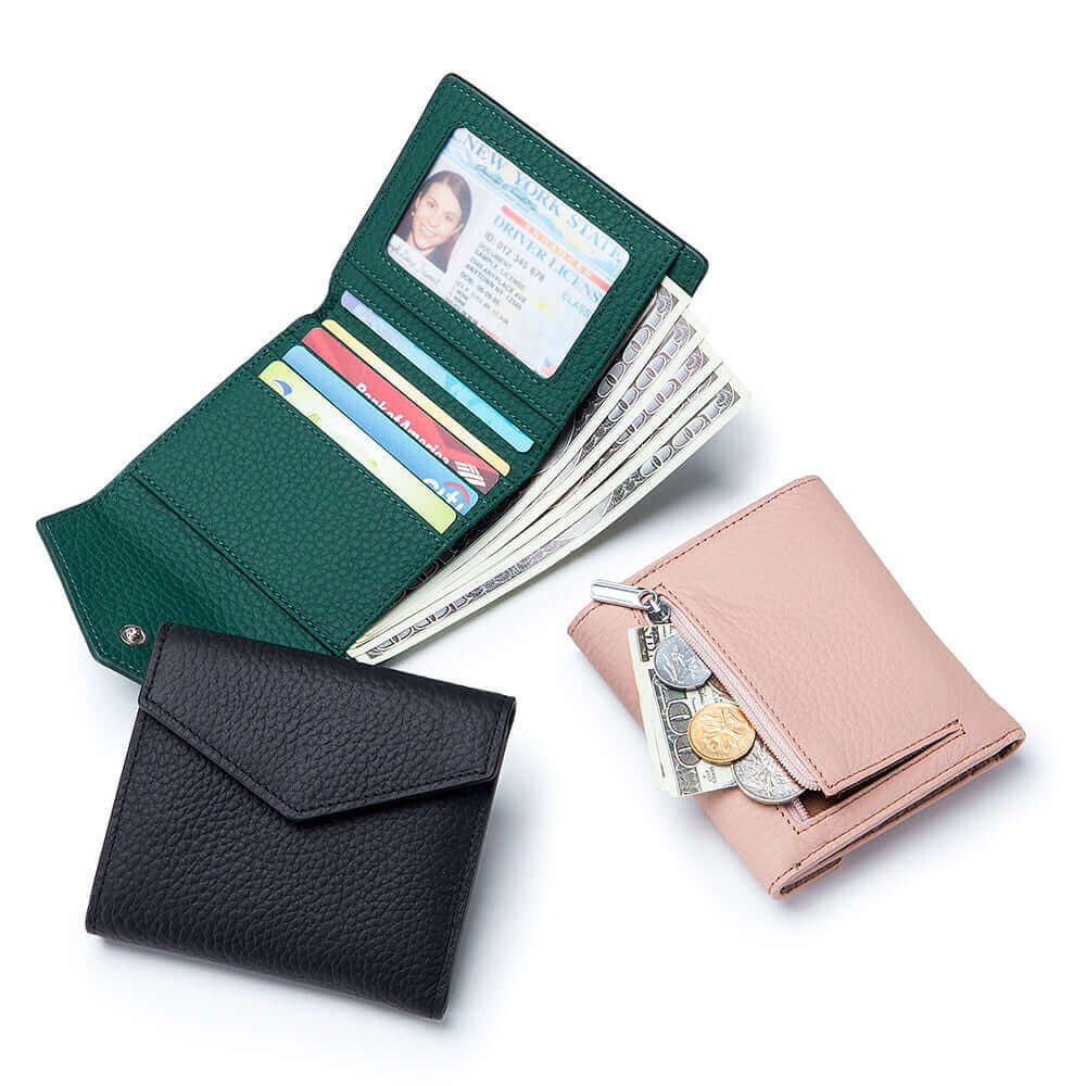 Compact Leather Envelope Wallet for Women