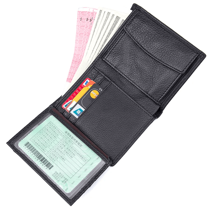 Classic Men's Leather Vertical Trifold Wallet