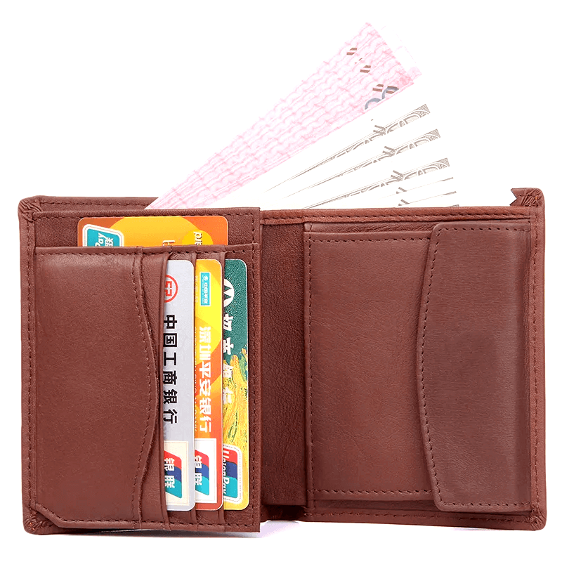 Classic Men's Leather Vertical Trifold Wallet