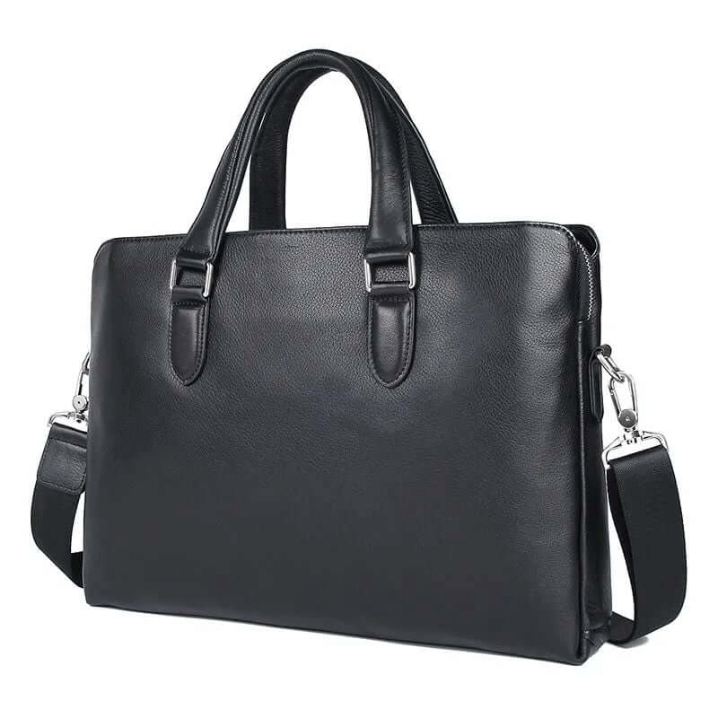 Leather Men's Slim Business Briefcase - Laptop Bag