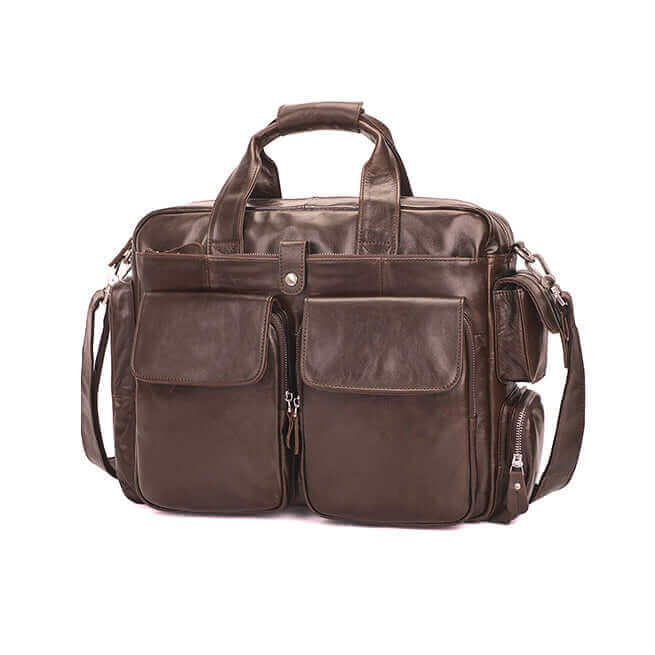 Men's Leather Business 15.6 Inch Laptop Bag Briefcase