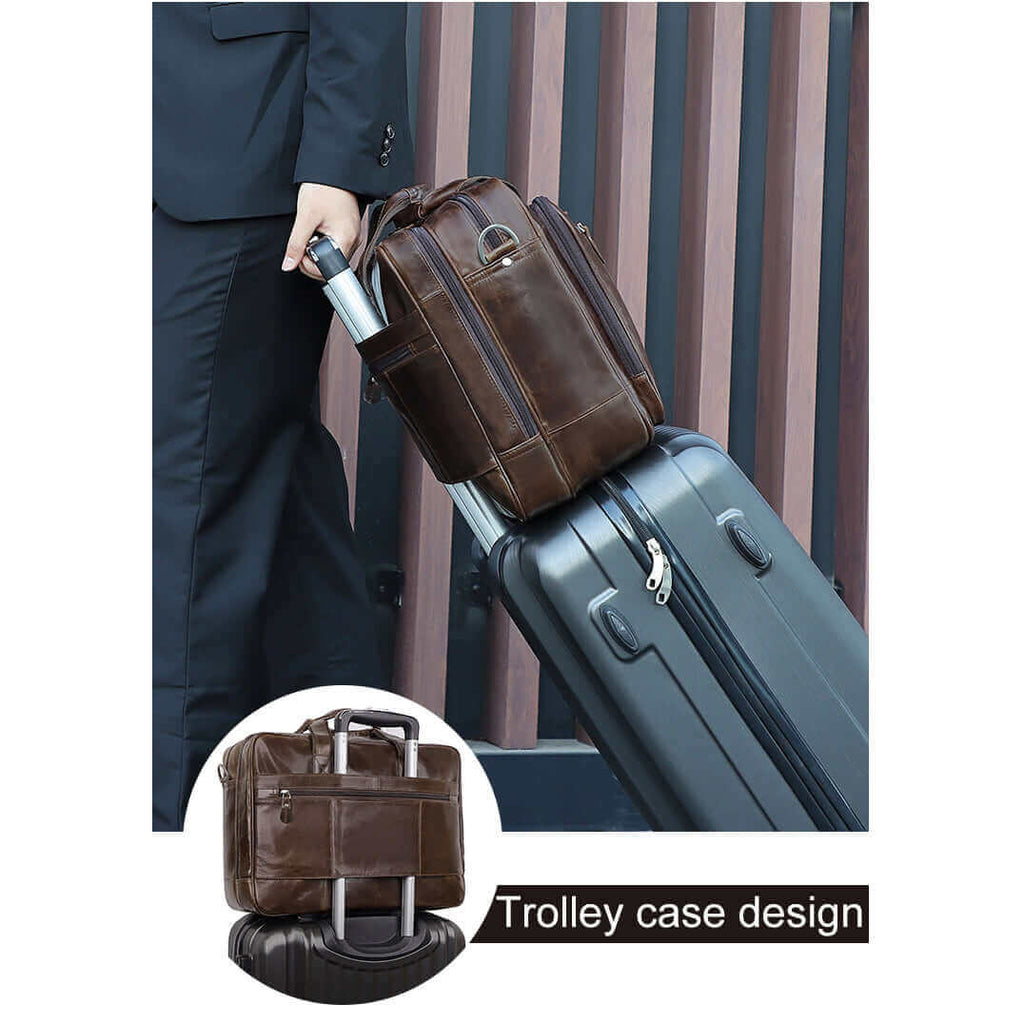 Men's Genuine Leather Briefcase 17Inch Laptop Bag NZ Business Trip Bag