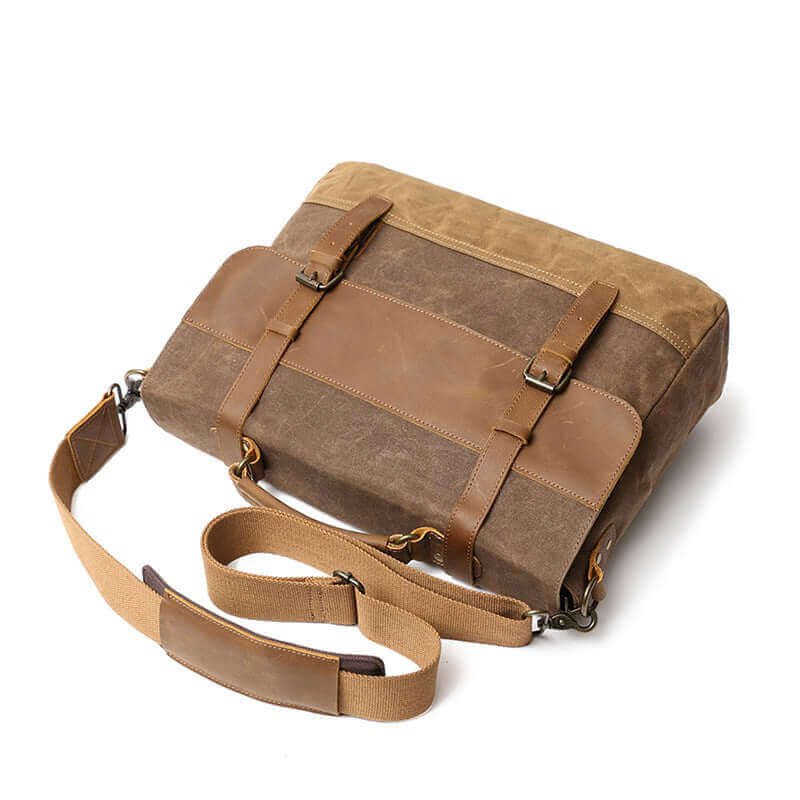 Genuine Leather Canvas Laptop Messenger Shoulder Bag NZ Mens Briefcase