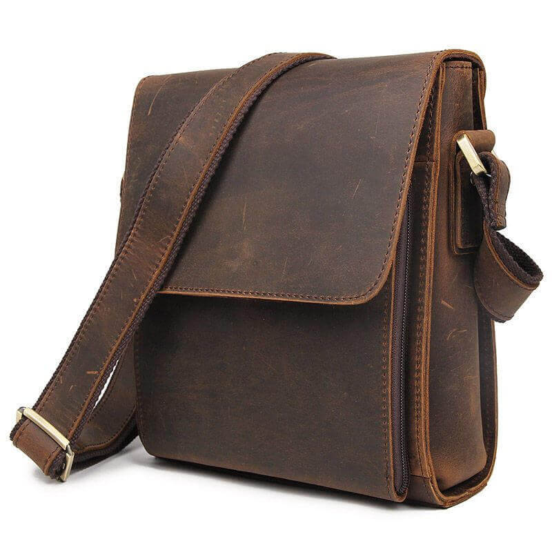 Men's Leather Side Bag NZ | Vintage Crossbody Bag -055R