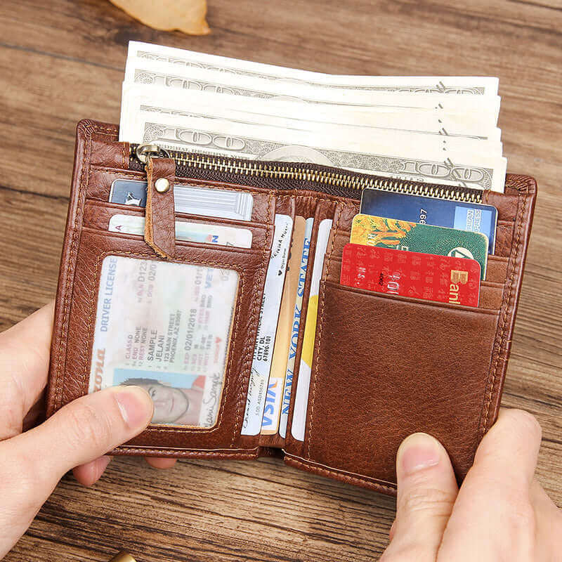 Men's Genuine Leather Wallet NZ | Vertical Stitched