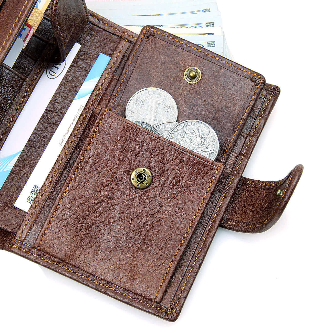 Rfid Blocking Bifold Trifold Hybrid Crazy Horse Leather Mens Wallet by Cazoro Rfid Blocking Bifold Trifold Hybrid Crazy Horse Leather Mens Wallet by Cazoro