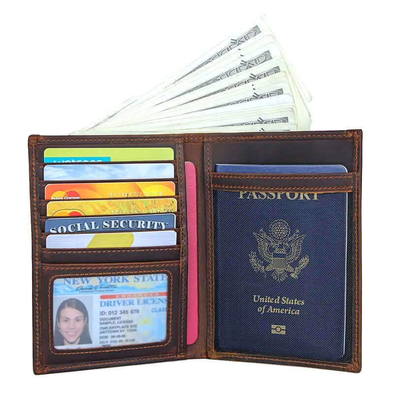 Mens Womens Genuine Leather RFID Passport Holder Wallet Travel NZ