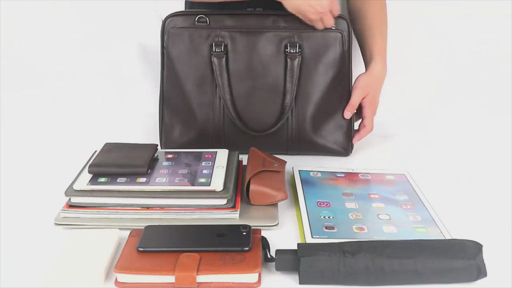 Men's Slim Genuine Leather Work Laptop Briefcase