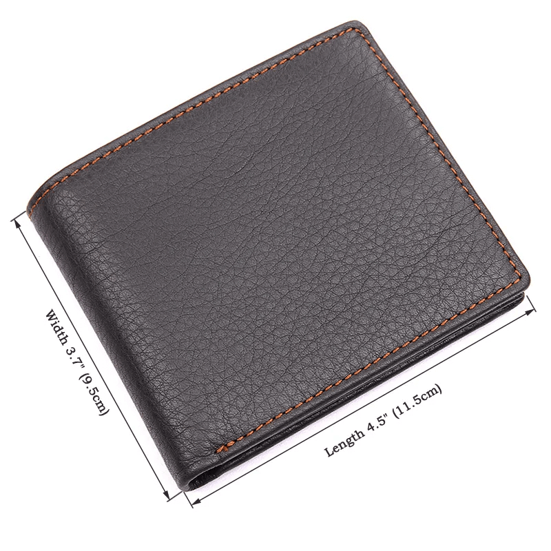 Front view of genuine leather bifold wallet