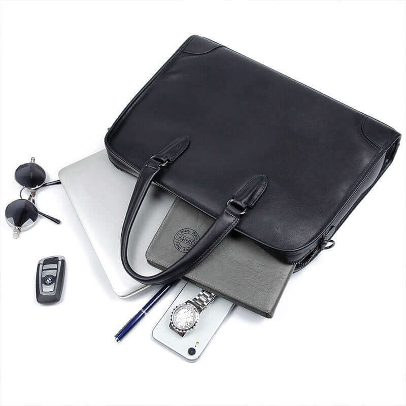 Men's leather laptop bag briefcase