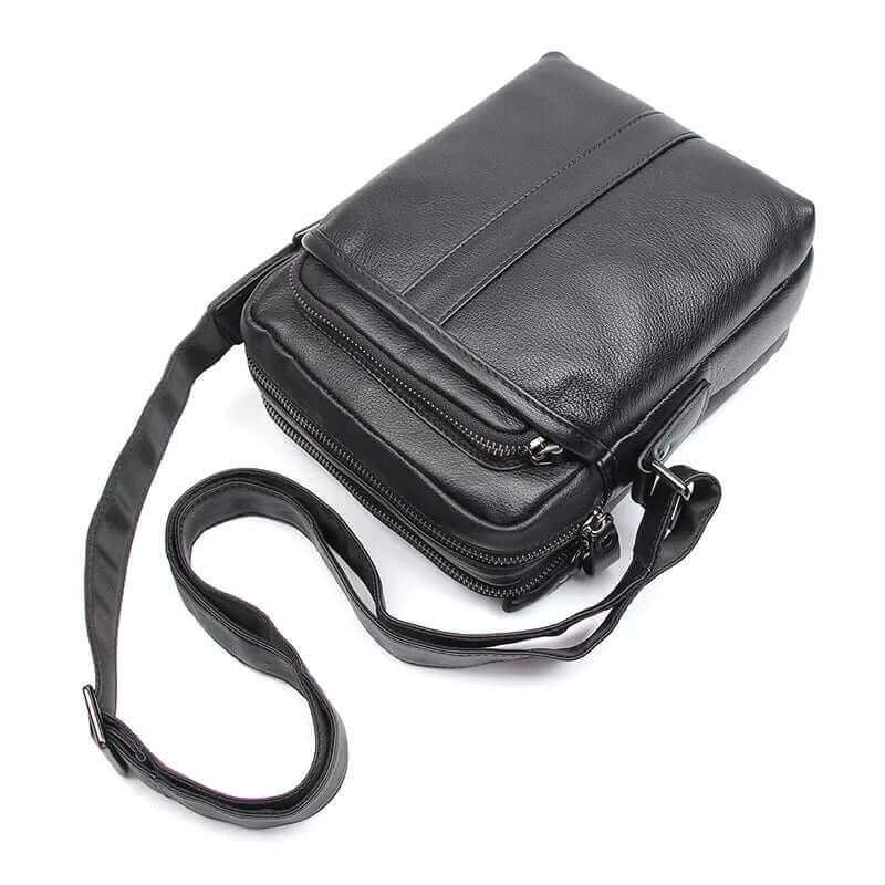 Premium black leather crossbody bag for men in NZ.