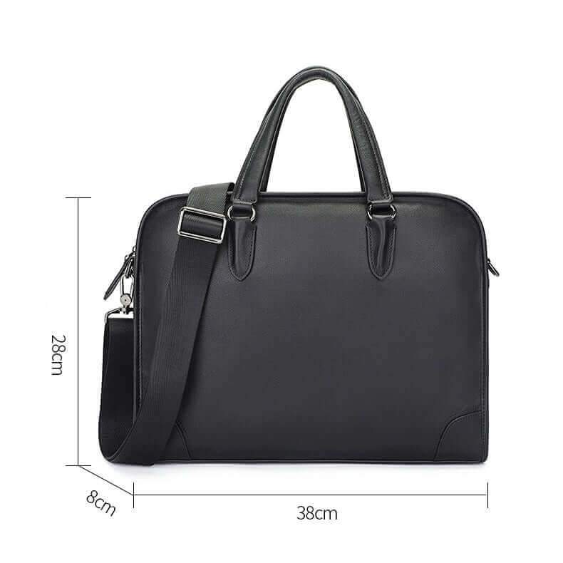 Black genuine leather laptop bag dimensions