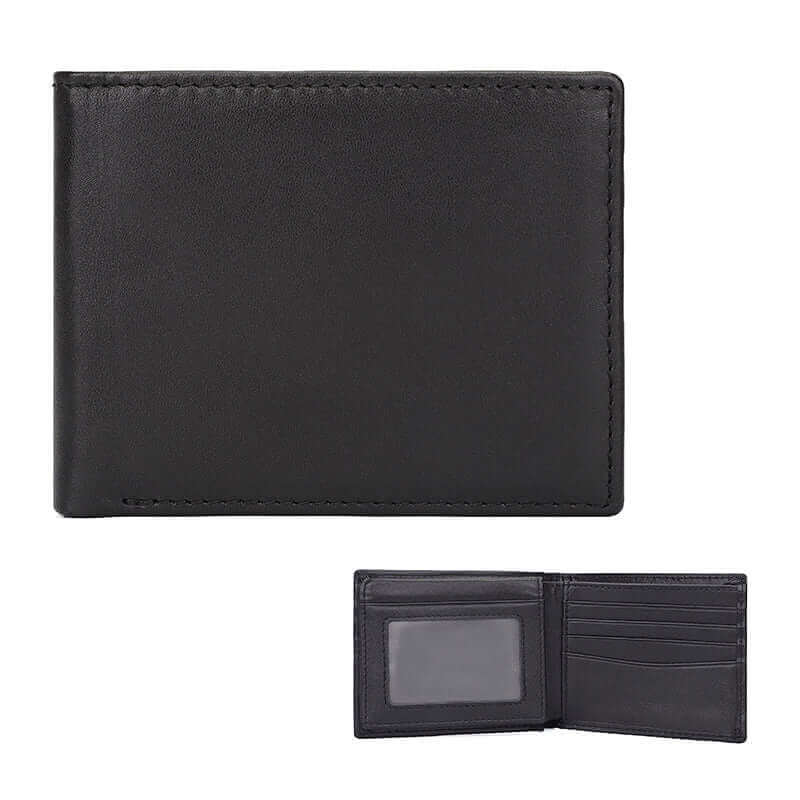 Classic black leather bifold wallet in NZ